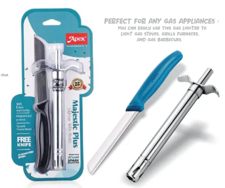 Apex Majestic Plus Lighter with Knife — Gas Lighters