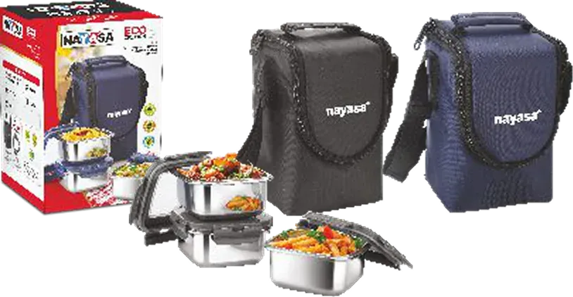 Nayasa Eco Crunch 3 — Soft Insulated Bags with Steel Tiffins